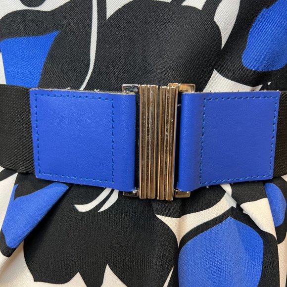 London Times Black and Blue Floral Mini Dress - Picture 4 of 14